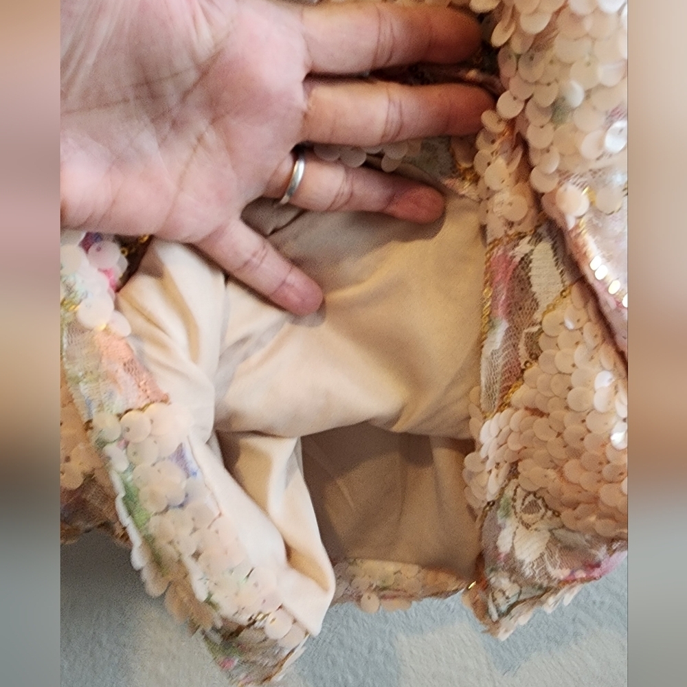 BELLA BERNETT MINI SEQUINS PINK SPARKLY DRESS ADJUSTABLE STRAPS SIZE MEDIUM - Picture 9 of 13